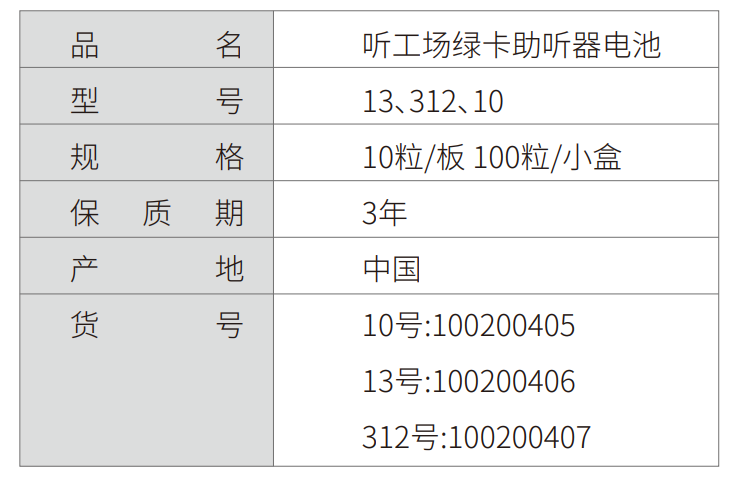 听工场「绿卡」助听器电池（10粒装）-杭州听工场科技有限公司